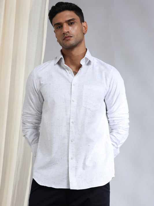 Casino White Slub Design Shirt