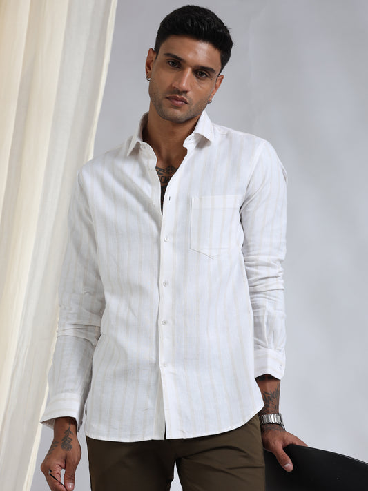 Linen White Stripe Shirt