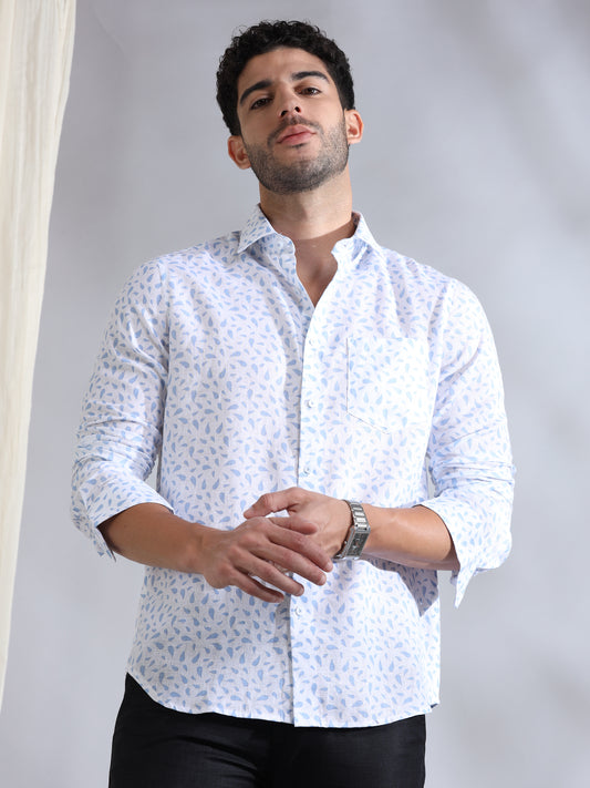 Water Drops Linen Printed Shirt